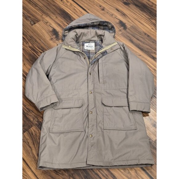 VTG Woolrich Woman Barn Chore Coat Wool Lined Plaid Sz L Parka USA MADE - Picture 3 of 16